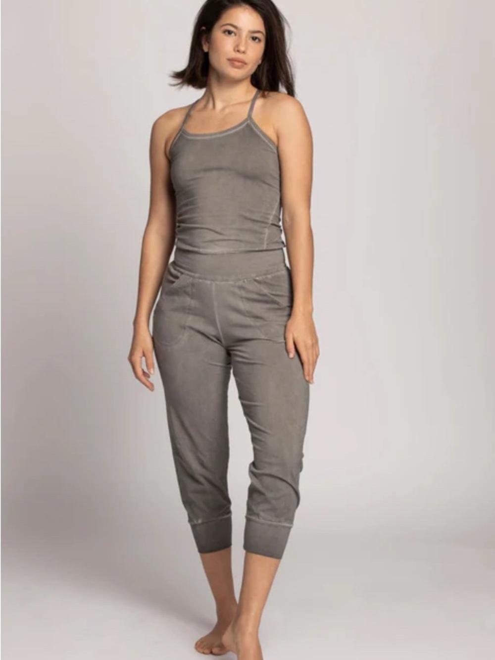 NWT Ripple Stonewash Yoga Jumpsuit Medium Grey Size M Sculpting Cotton Romper
